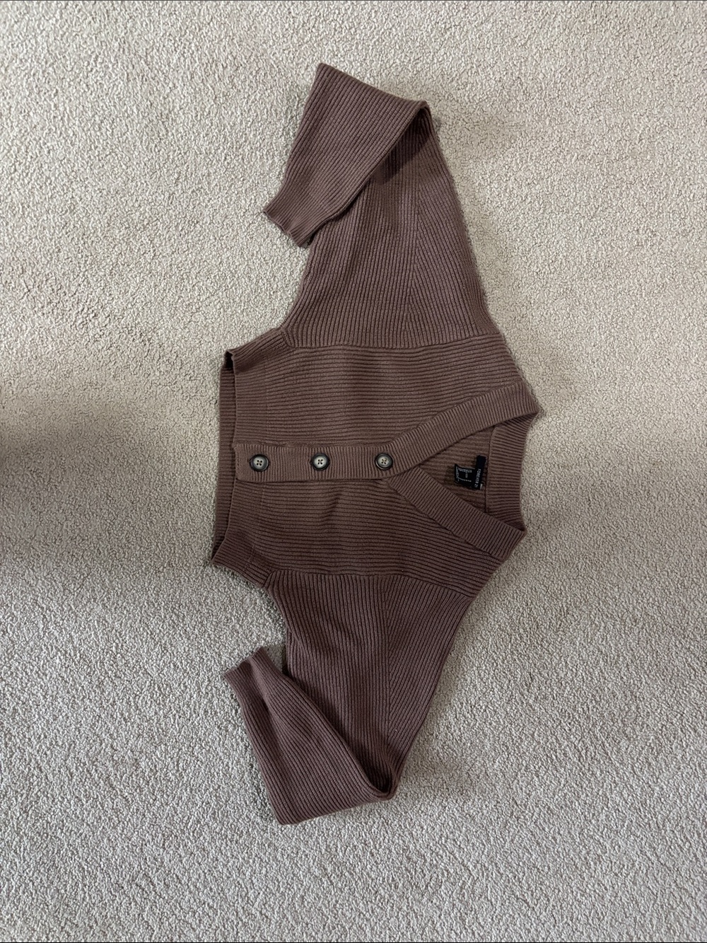 Forever 21 Cropped V-Neck Button Cardigan - Brown